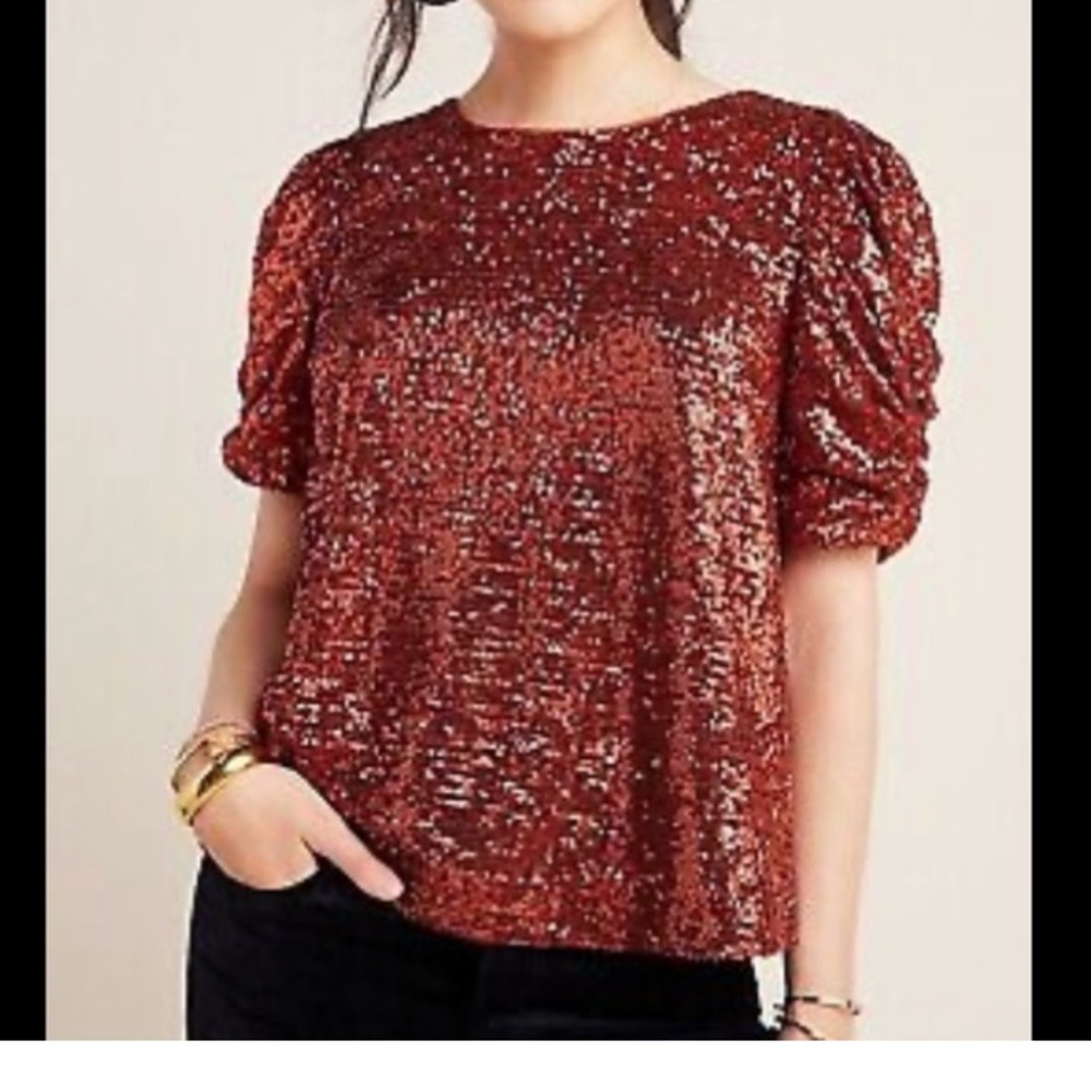 Marie Sequined Blouse Anthropologie Size 10